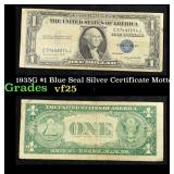 1935G $1 Blue Seal Silver Certificate Grades vf+ M