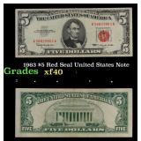 1963 $5 Red Seal United States Note Grades xf