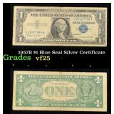 1957B $1 Blue Seal Silver Certificate Grades vf+