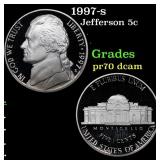 1997-s Proof Jefferson Nickel 5c Grades GEM++ Proo