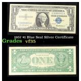 1957 $1 Blue Seal Silver Certificate Grades vf++