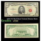 1963 $5 Red Seal United States Note Grades vf++