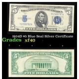 1934D $5 Blue Seal Silver Certificate Grades xf