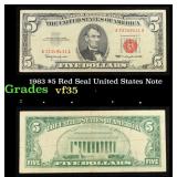 1963 $5 Red Seal United States Note Grades vf++