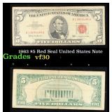 1963 $5 Red Seal United States Note Grades vf++