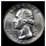 1987-d Washington Quarter 25c Grades GEM++ Unc