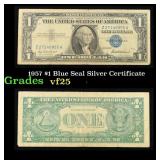 1957 $1 Blue Seal Silver Certificate Grades vf+