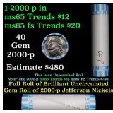 BU Shotgun Jefferson 5c roll, 2000-p 40 pcs Bank $