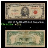 1963 $5 Red Seal United States Note Grades vf+