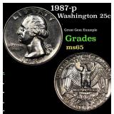 1987-p Washington Quarter 25c Grades GEM Unc