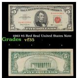 1963 $5 Red Seal United States Note Grades vf++