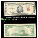 1963 $5 Red Seal United States Note Grades vf++