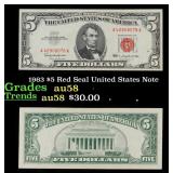 1963 $5 Red Seal United States Note Grades Choice
