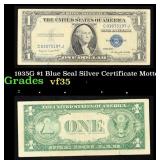 1935G No Motto $1 Blue Seal Silver Certificate Gra