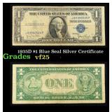 1935D $1 Blue Seal Silver Certificate Grades vf+