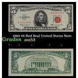 1963 $5 Red Seal United States Note Grades Select
