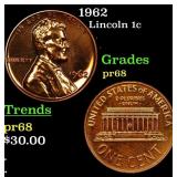 1962 Proof Lincoln Cent 1c Grades GEM++ Proof