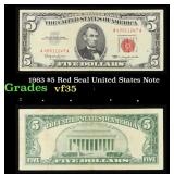 1963 $5 Red Seal United States Note Grades vf++