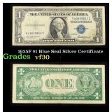 1935F $1 Blue Seal Silver Certificate Grades vf++