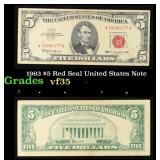 1963 $5 Red Seal United States Note Grades vf++