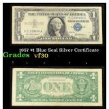 1957 $1 Blue Seal Silver Certificate Grades vf++
