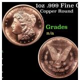 1oz .999 Fine Copper Bullion Round - Morgan Dollar