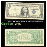 1957 $1 Blue Seal Silver Certificate Grades vf++