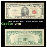 1963 $5 Red Seal United States Note Grades vf++