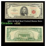 1963 $5 Red Seal United States Note Grades vf++