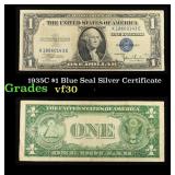 1935C $1 Blue Seal Silver Certificate Grades vf++