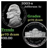 2003-s Proof Jefferson Nickel 5c GEM++ Proof Deep