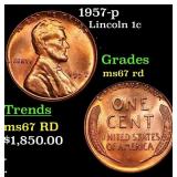 1957-p Lincoln Cent 1c GEM++ Unc RD USCG