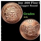 1oz .999 Fine Copper Bullion Round - Medusa Style