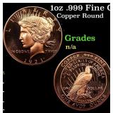 1oz .999 Fine Copper Bullion Round - Peace Dollar