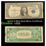 1935A $1 Blue Seal Silver Certificate Grades vf+