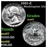 1981-d Washington Quarter 25c Grades GEM++ Unc