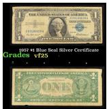 1957 $1 Blue Seal Silver Certificate Grades vf+