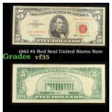 1963 $5 Red Seal United States Note Grades vf++