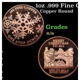 1oz .999 Fine Copper Bullion Round - Merry Christm
