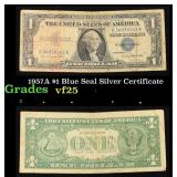1957A $1 Blue Seal Silver Certificate Grades vf+