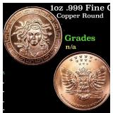 1oz .999 Fine Copper Bullion Round - Medusa Style