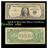 1957B $1 Blue Seal Silver Certificate Grades vf+