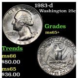 1983-d Washington Quarter 25c Grades GEM+ Unc