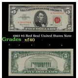 1963 $5 Red Seal United States Note Grades xf
