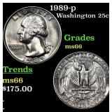 1989-p Washington Quarter 25c Grades GEM+ Unc