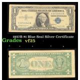 1957B $1 Blue Seal Silver Certificate Grades vf+