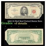 1963 $5 Red Seal United States Note Grades vf deta