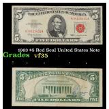 1963 $5 Red Seal United States Note Grades vf++