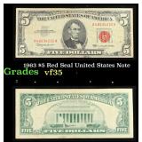1963 $5 Red Seal United States Note Grades vf++