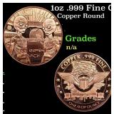 1oz .999 Fine Copper Bullion Round - We